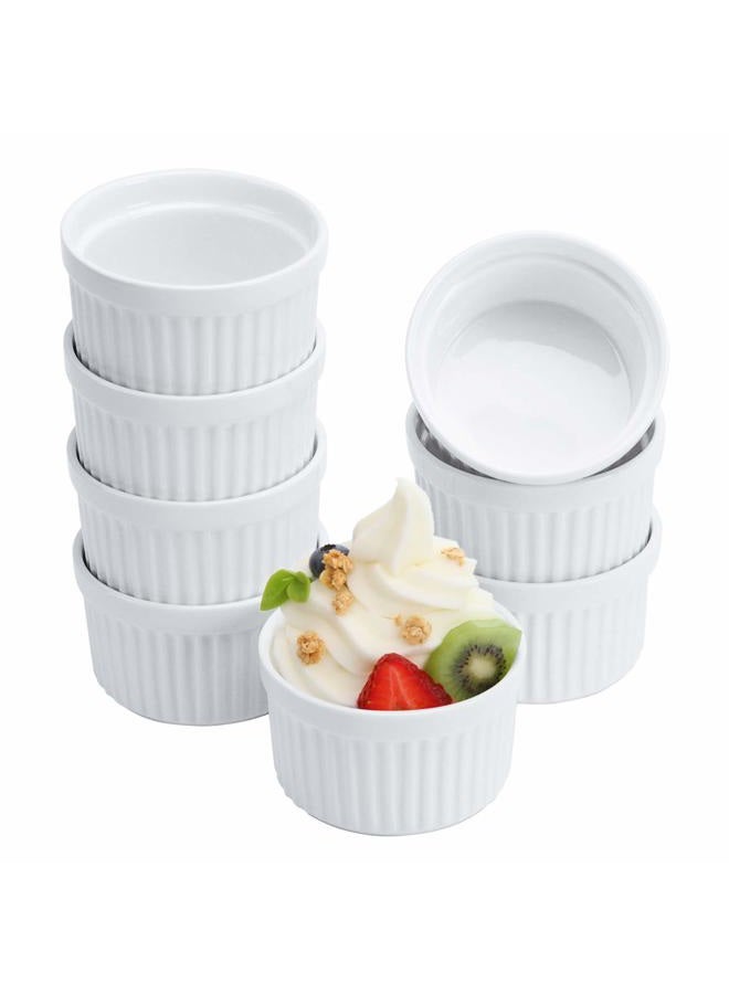 GPYG Porcelain Ramekins 4OZ,Set of 8, Souffle Dishes, Oven Safe Ramekin Bowls Serving For Creme Brulee, Custard, Pudding, Mini Desserts, Jam, Dips, Sauces, Ramekins For Baking - Image 1