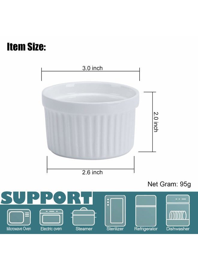 GPYG Porcelain Ramekins 4OZ,Set of 8, Souffle Dishes, Oven Safe Ramekin Bowls Serving For Creme Brulee, Custard, Pudding, Mini Desserts, Jam, Dips, Sauces, Ramekins For Baking - Image 2