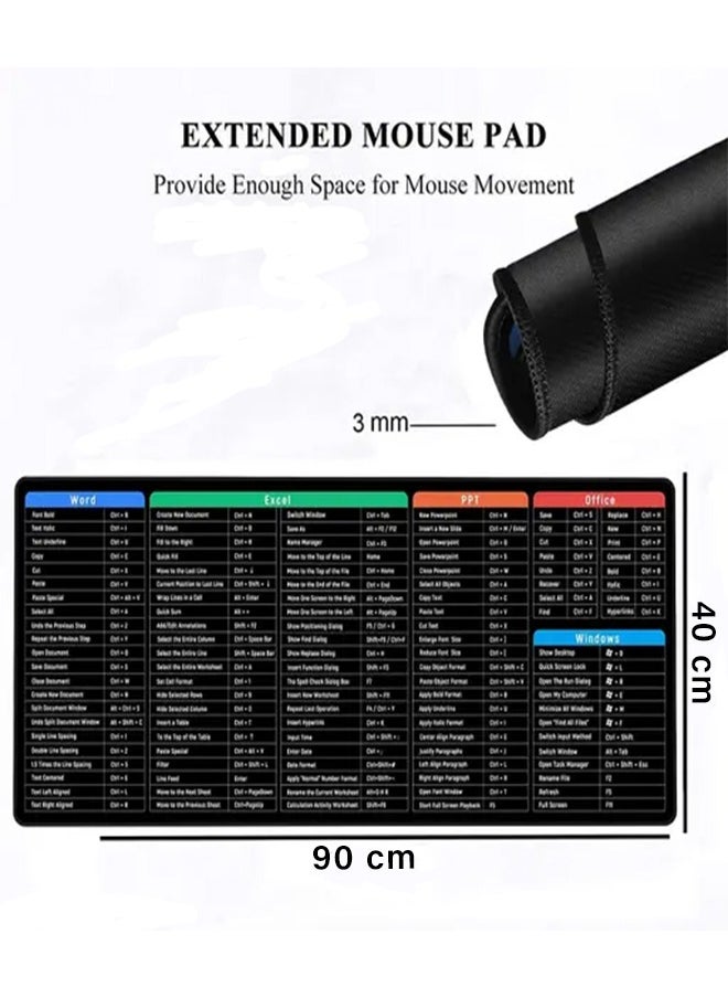 Generic - XXL Large Gaming Mouse Pad Office Software Excel Shortcuts Mousepad, Non-Slip Desk Mat with Office Software Shortcuts Pattern, Mousepad with Personalized Design Extended Size 90X40cm For Office Users - Image 1