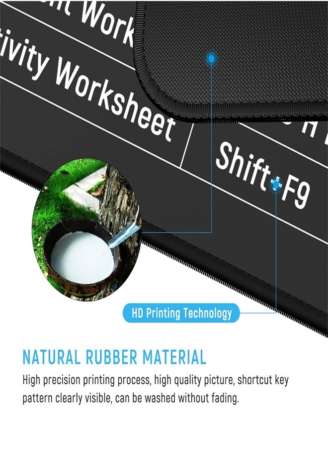 Generic - XXL Large Gaming Mouse Pad Office Software Excel Shortcuts Mousepad, Non-Slip Desk Mat with Office Software Shortcuts Pattern, Mousepad with Personalized Design Extended Size 90X40cm For Office Users - Image 1