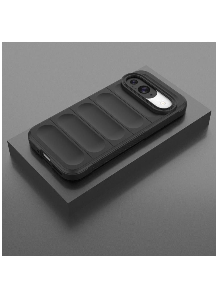 جراب خلفي مقعر من السيليكون TPU لهاتف Google Pixel 9 Pro، جراب فاخر من السيليكون المقاوم للصدمات وعالي الحماية متوافق مع Google Pixel 9 Pro (6.3 بوصة) (أسود) - Image 2