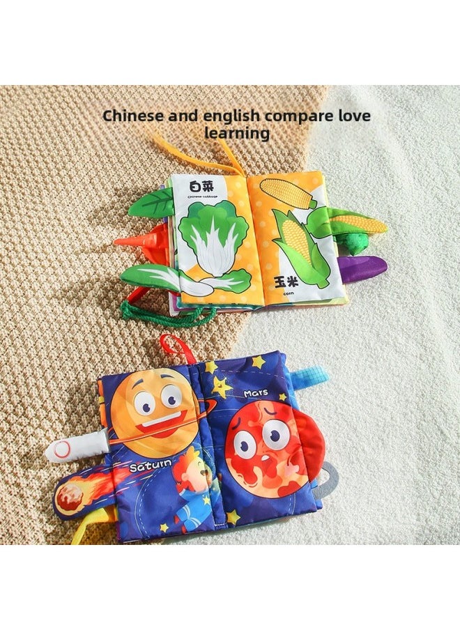 [Postage] 0-3 Baby Early Education Three-dimensional Tail Cloth Book 4 Pages Baby's First Tear-free Cloth Book-Color:The [English] Traffic Series 4 Pages 8 Sides Containing Paper Travel In Space  - Image 2