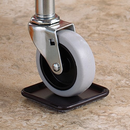 SoftTouch 2 1/2" Square Reusable Carpet Bottom Furniture Caster Cups to Protect Hardwood, Tile or Laminate Floors, Brown/Gray (4 Pack) - Image 4