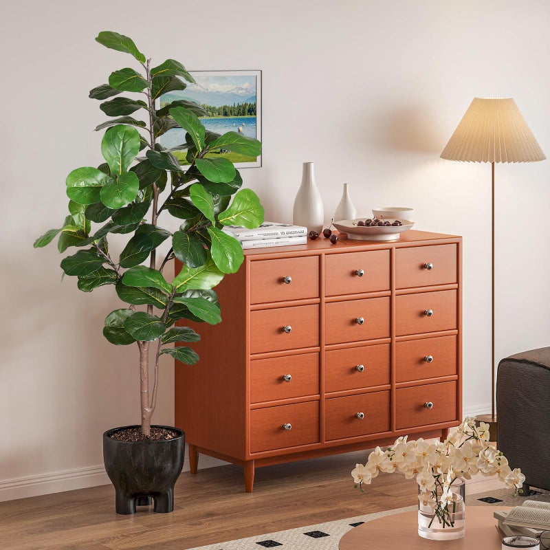 LUWENER 6ft Artificial Fiddle Leaf Fig Tree Plant,Fake Ficus Lyrata in Pot,Ficus Faux Plant Artificial Trees for Office Indoor Outdoor Garden Living Room Home Decor 1PCS-71in - Image 4