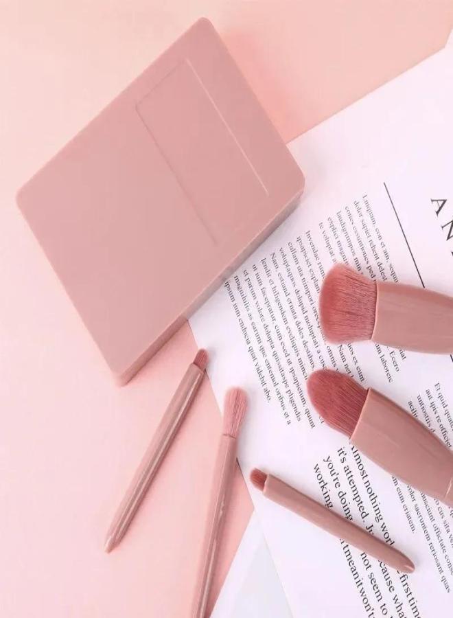 Easy-taken Travel Makeup Brush Set,  5pcs Mini Complete Function Cosmetic Brushes Kit (5pcs with mirror) - Image 4