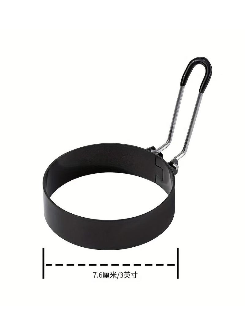Beauenty - 2Pcs Stainless Steel Egg Frying Ring Metal Circle Shape Fried Poach Pancake Mould with Handle Non Stick Fried Egg Mold Cooking Tools - Image 1