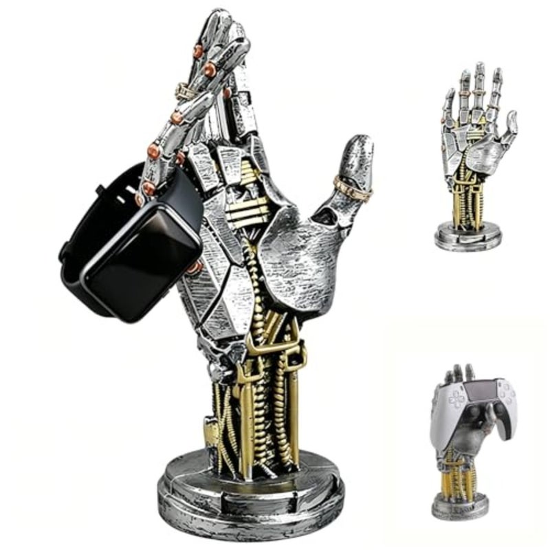 Controller Stand for PS5, 3D Cyberpunk Robot Hand Controller Stand, Gaming Desk Accessories, Mechanical Hand Game Handle Headset Hanger, Desktop Decoration for PS4 PS5 Controller Holder - Image 1