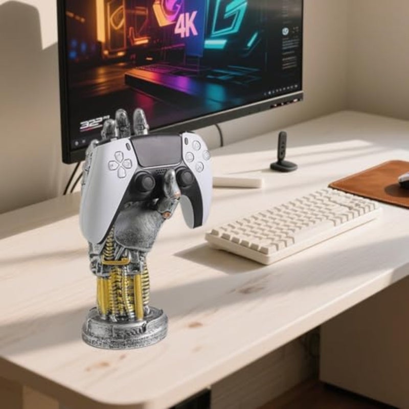 Controller Stand for PS5, 3D Cyberpunk Robot Hand Controller Stand, Gaming Desk Accessories, Mechanical Hand Game Handle Headset Hanger, Desktop Decoration for PS4 PS5 Controller Holder - Image 4