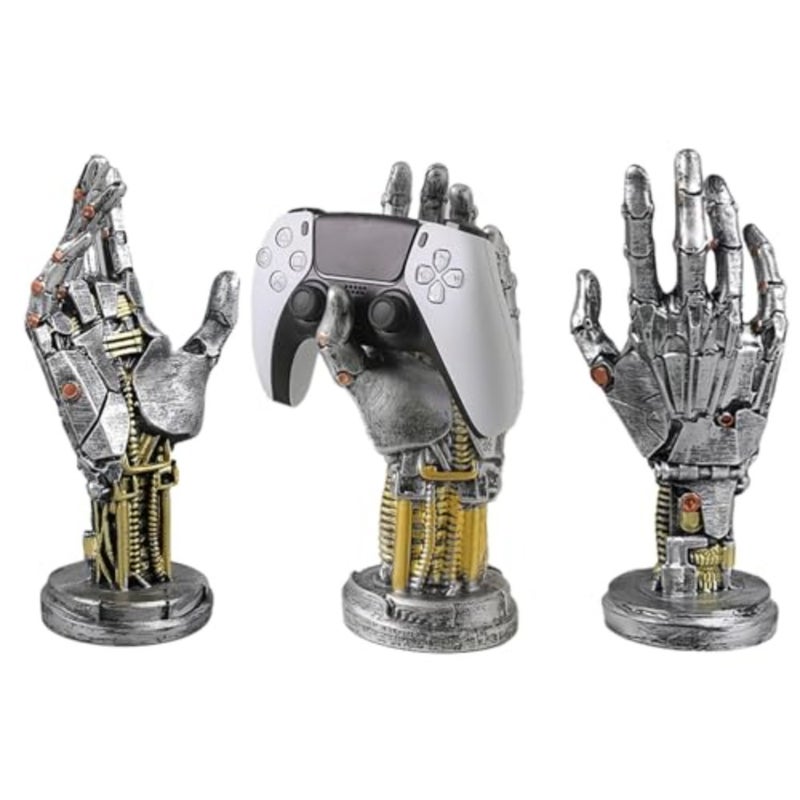 Controller Stand for PS5, 3D Cyberpunk Robot Hand Controller Stand, Gaming Desk Accessories, Mechanical Hand Game Handle Headset Hanger, Desktop Decoration for PS4 PS5 Controller Holder - Image 2