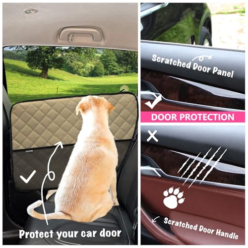 Winbate 2PCS Car Door Protector for Dogs Pet Car Cover-Waterproof Scratchproof Nonslip Durable Machine Washable (2 Packs Universal Fit) (Cream) - Image 2