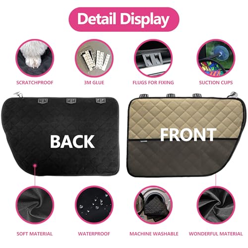Winbate 2PCS Car Door Protector for Dogs Pet Car Cover-Waterproof Scratchproof Nonslip Durable Machine Washable (2 Packs Universal Fit) (Cream) - Image 4