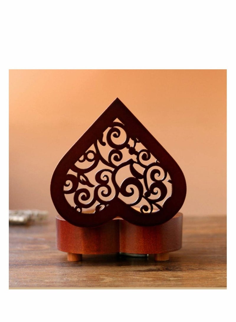 Captaintech Music Box, CharmCollection Creative Wood Heart Shaped Wind-up Musical Box Decorative Music Box with Gold-plating Movement in Birthday to Girlfriend Girls, Melody Castle in The Sky - Image 4