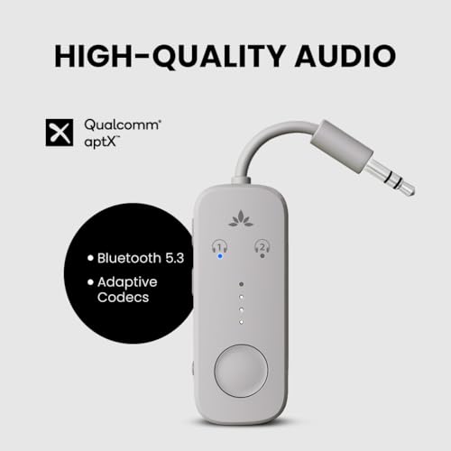Avantree Relay - Premium Airplane Bluetooth Adapter with Advanced Qualcomm Chipset, 2 Headphones Support, 25hrs Play Time, aptX Adaptive & HD Audio Transmitter for Airpods, Bose & Travel Flight - Image 3