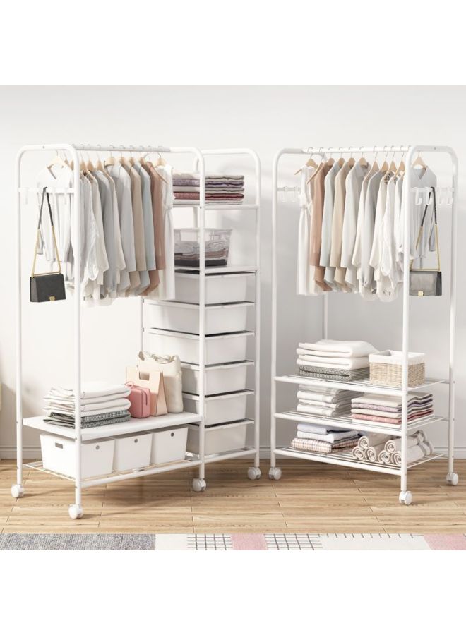 Simple Style Floor-to-Floor Coat Rack Hanger Rental Room Simple Wardrobe Clothes Bag Hat Storage Rack-Color:Storage Clothes Hanger + Widened Sides  - Image 3