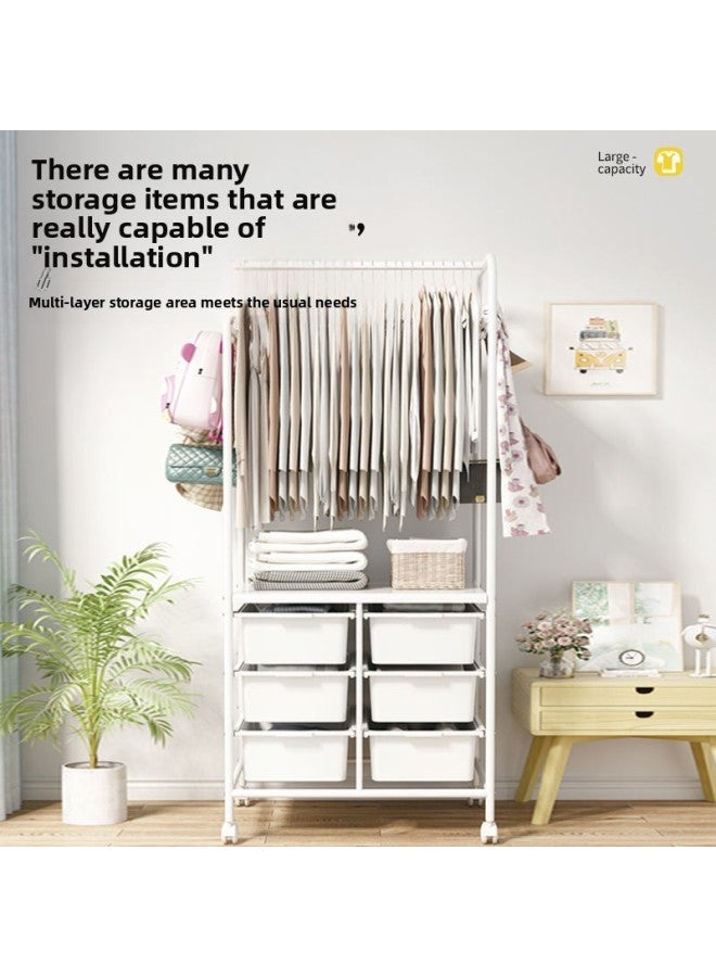 Simple Style Floor-to-Floor Coat Rack Hanger Rental Room Simple Wardrobe Clothes Bag Hat Storage Rack-Color:Storage Clothes Hanger + Widened Sides  - Image 5