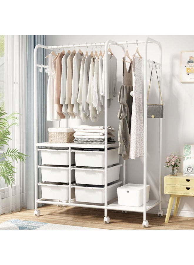 Simple Style Floor-to-Floor Coat Rack Hanger Rental Room Simple Wardrobe Clothes Bag Hat Storage Rack-Color:Storage Clothes Hanger + Widened Sides  - Image 2