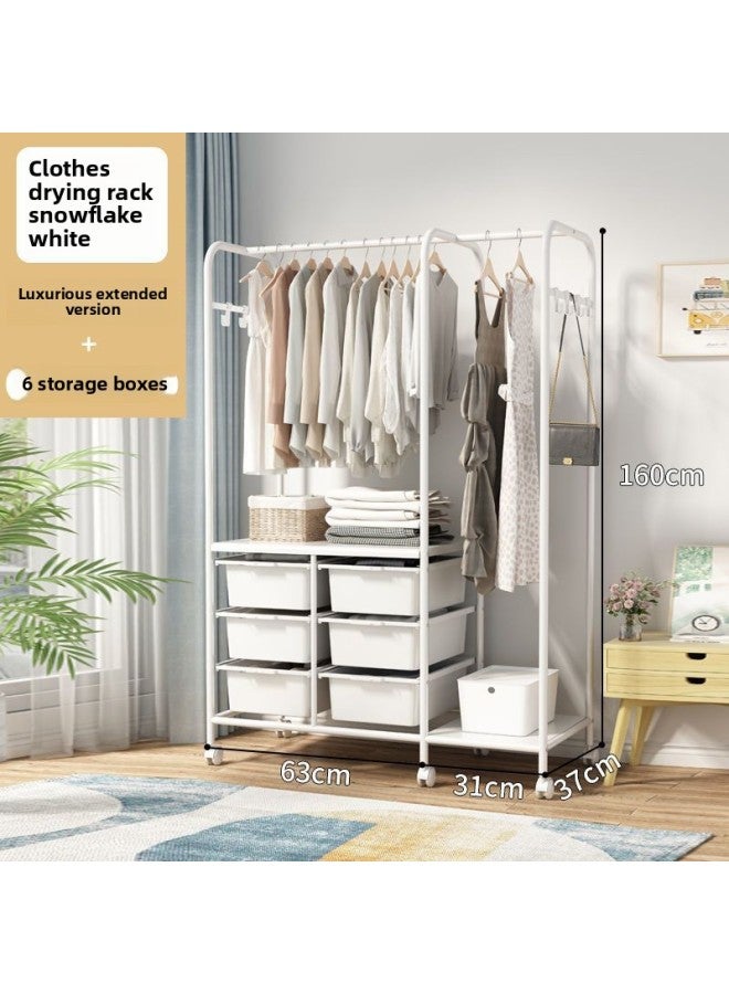 Simple Style Floor-to-Floor Coat Rack Hanger Rental Room Simple Wardrobe Clothes Bag Hat Storage Rack-Color:Storage Clothes Hanger + Widened Sides  - Image 1
