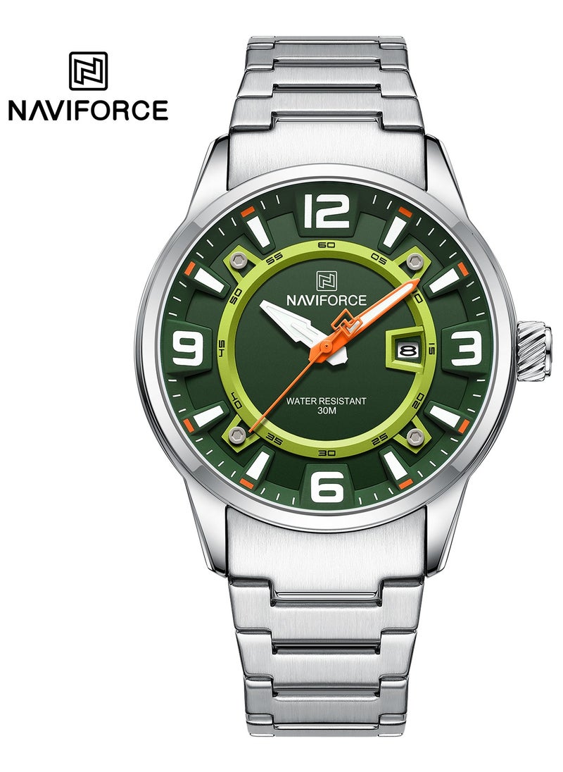 NAVIFORCE Elegant Stainless Steel Analog Wrist Watch for Men with Date Display Water Resistant Stylish Business and Casual Timepiece Durable Bracelet Comfortable Wear  - Image 1