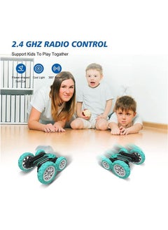 Beauenty Remote Control Stunt Car Double Sided Rotating Tumbling 360 Degree Flips, with Music and Led Lights (Green）  - Image 4