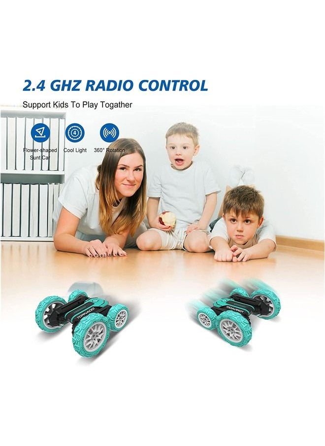 Beauenty Remote Control Stunt Car Double Sided Rotating Tumbling 360 Degree Flips, with Music and Led Lights (Green）  - Image 4