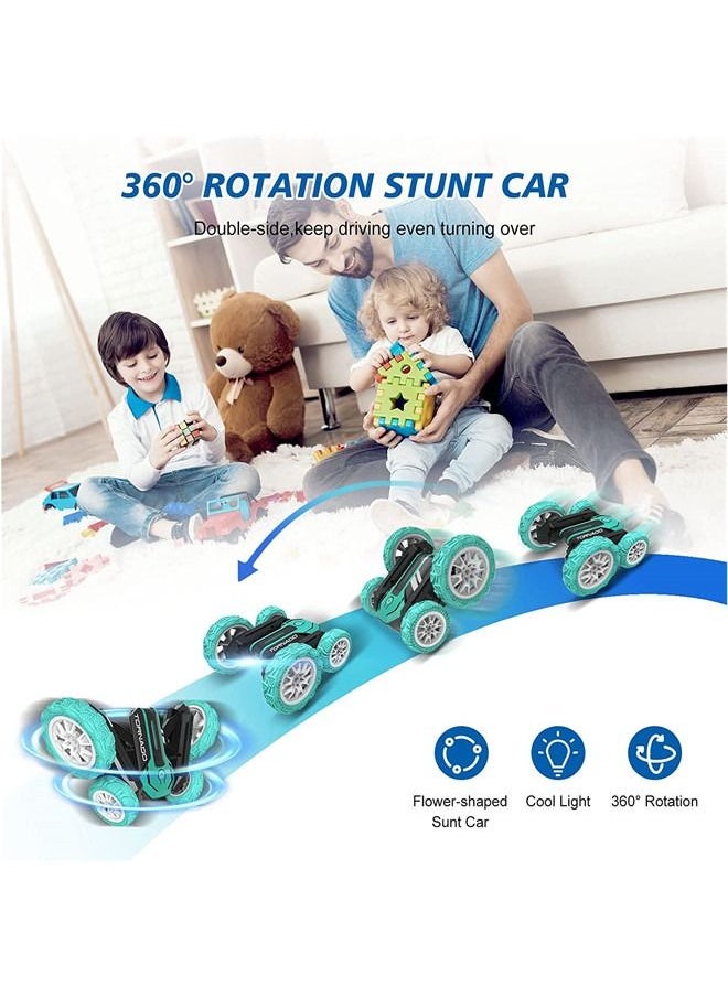 Beauenty Remote Control Stunt Car Double Sided Rotating Tumbling 360 Degree Flips, with Music and Led Lights (Green）  - Image 3