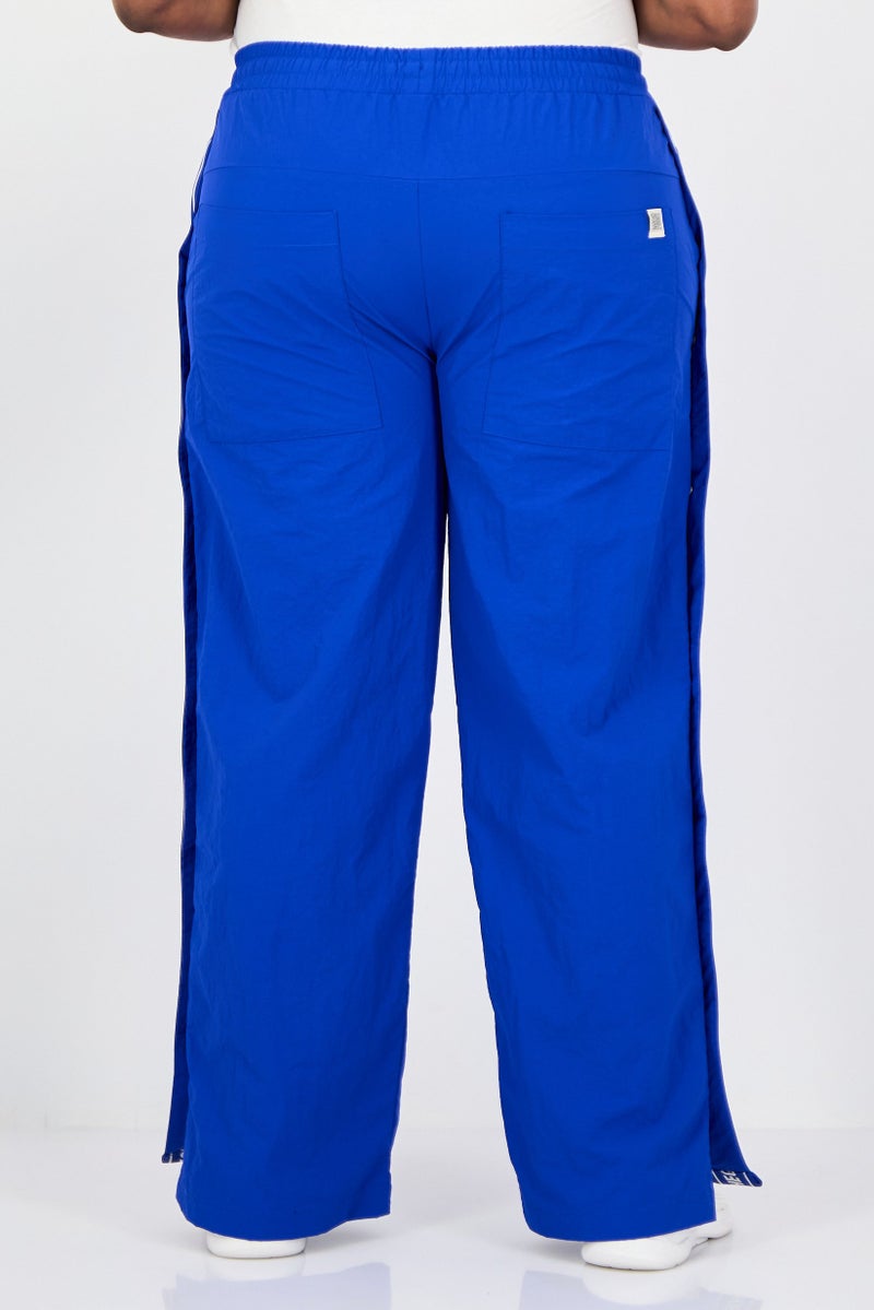 The Giving Movement Women Regular Fit Brand Logo Wide Leg Pants, Blue - Image 3