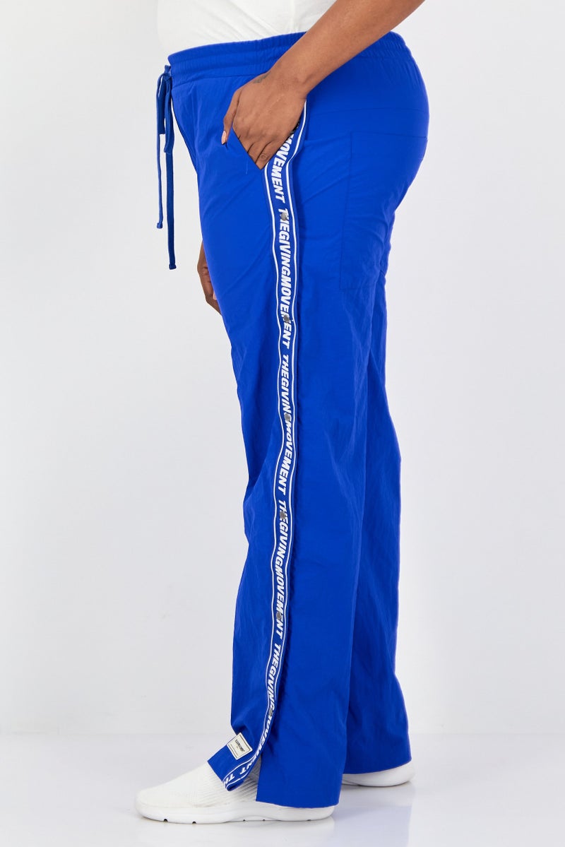 The Giving Movement Women Regular Fit Brand Logo Wide Leg Pants, Blue - Image 2