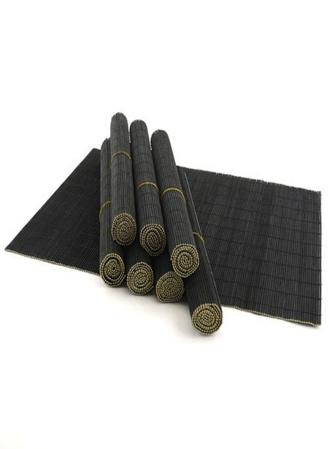 BambooMN Bamboo Placemat/Sushi Rolling Mat - 18.75" x 13" - Black, 4 pcs - Image 5