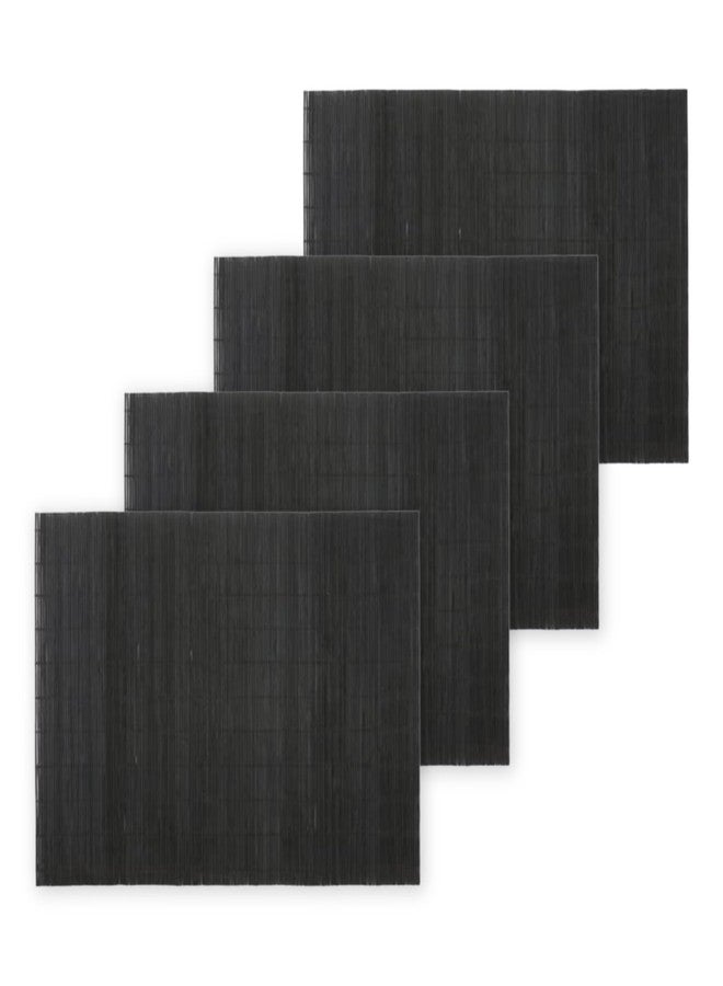 BambooMN Bamboo Placemat/Sushi Rolling Mat - 18.75" x 13" - Black, 4 pcs - Image 1