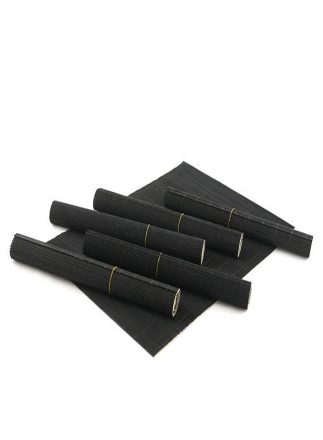 BambooMN Bamboo Placemat/Sushi Rolling Mat - 18.75" x 13" - Black, 4 pcs - Image 4