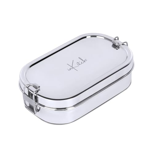 inKitch Smart & Stylish Steel Lunch Box 750ML | Leak-Proof Tiffin for Kids Boys & Girls | Food Safe, Durable, Inner Box, Lock Clip – Ideal for School & Office - Image 4