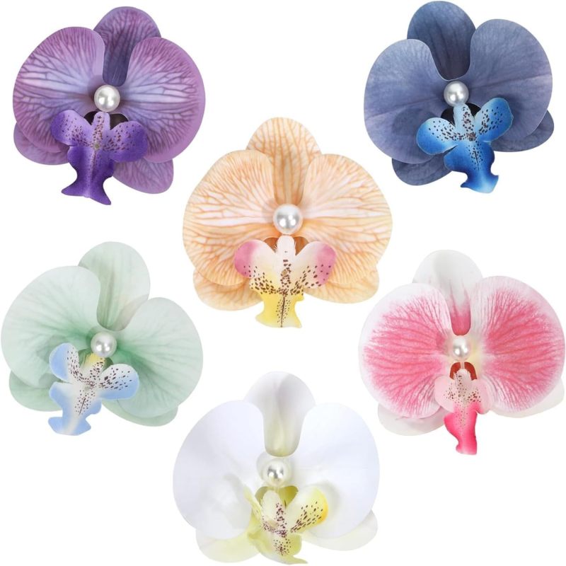 Flower Hair Clips: Multicolor Fabric Flower Clips - Orchid Hair Clips for Women, Day To Night Use - Image 4