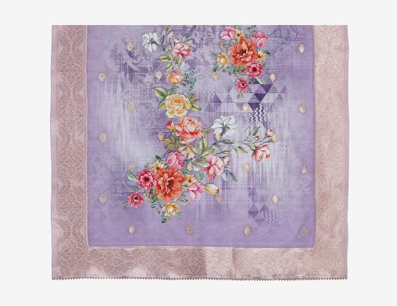 Ultimate Trends Women's Printed Silk Cotton Dupatta (UTDP-101_Light Purple_Light Purple_Free Size) - Image 2