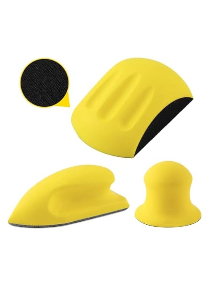 PROMASS Hand Sanding Pad Block, 3 pcs Hook and Loop Hand Sanding Pad Block Hand Sanding Pad Blocks Hand Polishing Block with Hook and Loop Disc Hand Sanding Block  - Image 1