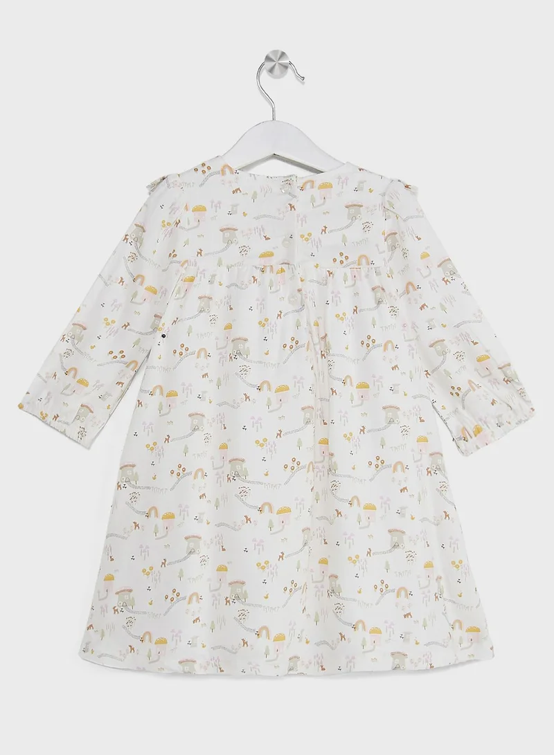 mothercare Printed Ruffle Collar Dress