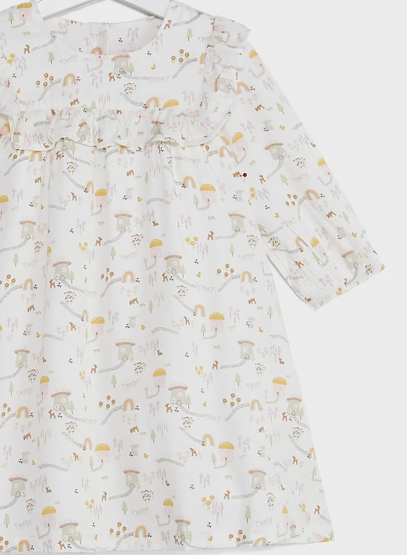 mothercare Printed Ruffle Collar Dress