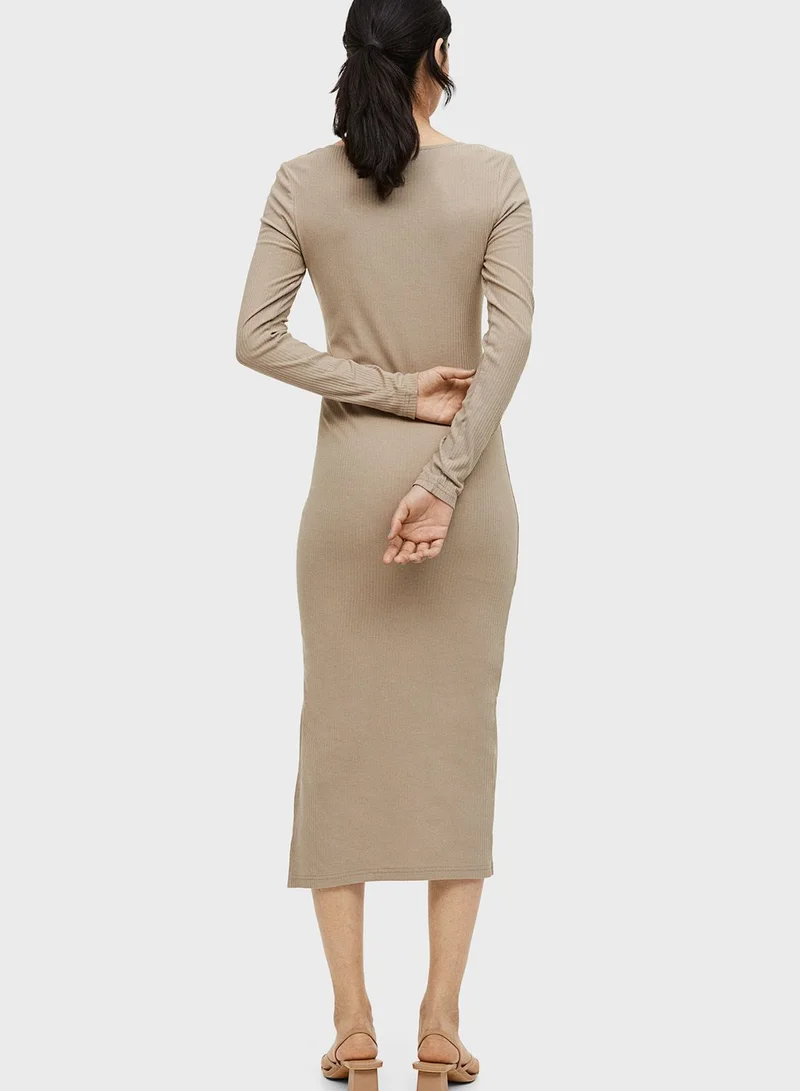 H&M Ribbed Side Slit Dress
