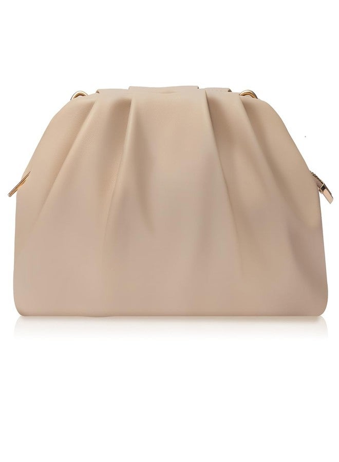 lovyoCoCo Clutch Purse for Women Soft Pleated PU Wedding Clutch, Elegant Evening Bag for Galas, Proms,Cocktail Parties (Nude) - Image 1