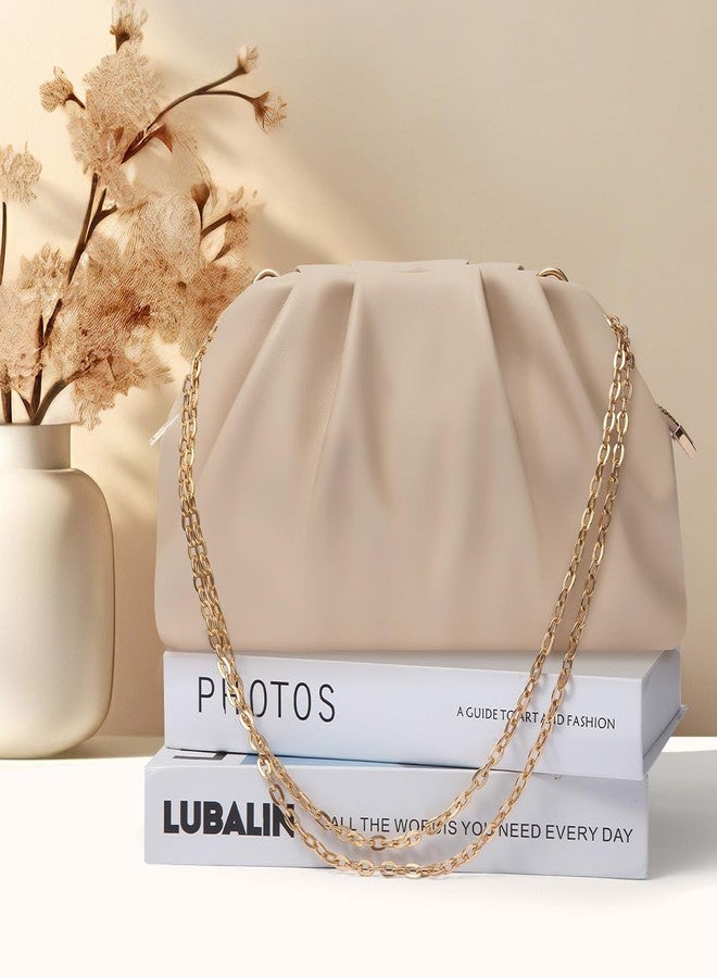 lovyoCoCo Clutch Purse for Women Soft Pleated PU Wedding Clutch, Elegant Evening Bag for Galas, Proms,Cocktail Parties (Nude) - Image 5
