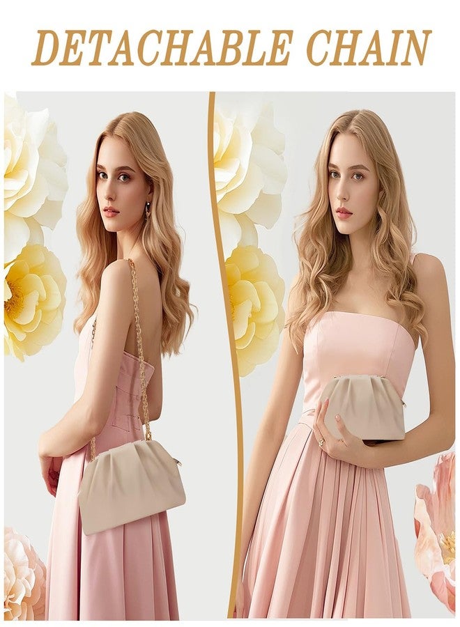 lovyoCoCo Clutch Purse for Women Soft Pleated PU Wedding Clutch, Elegant Evening Bag for Galas, Proms,Cocktail Parties (Nude) - Image 4