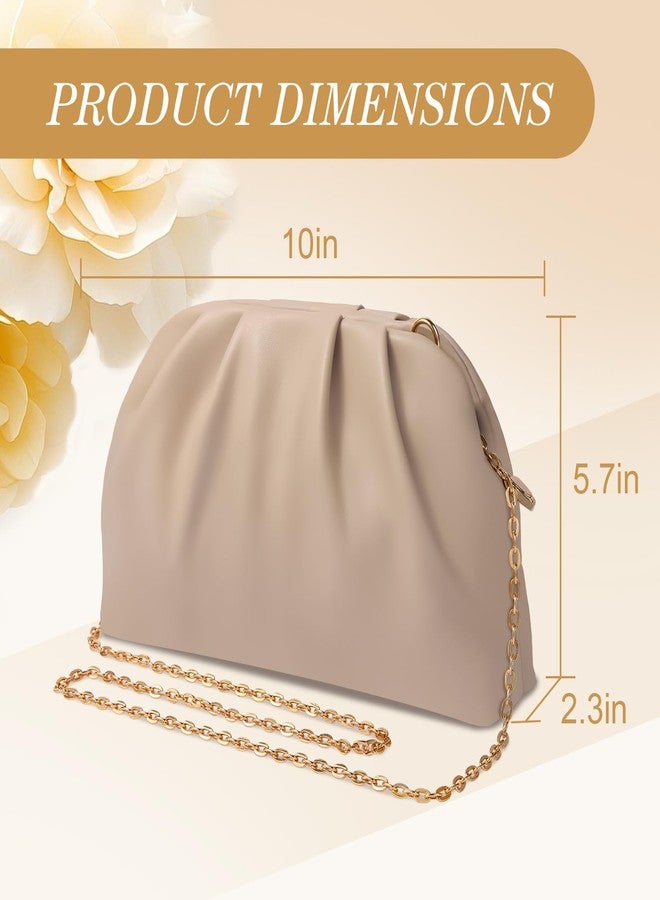 lovyoCoCo Clutch Purse for Women Soft Pleated PU Wedding Clutch, Elegant Evening Bag for Galas, Proms,Cocktail Parties (Nude) - Image 3