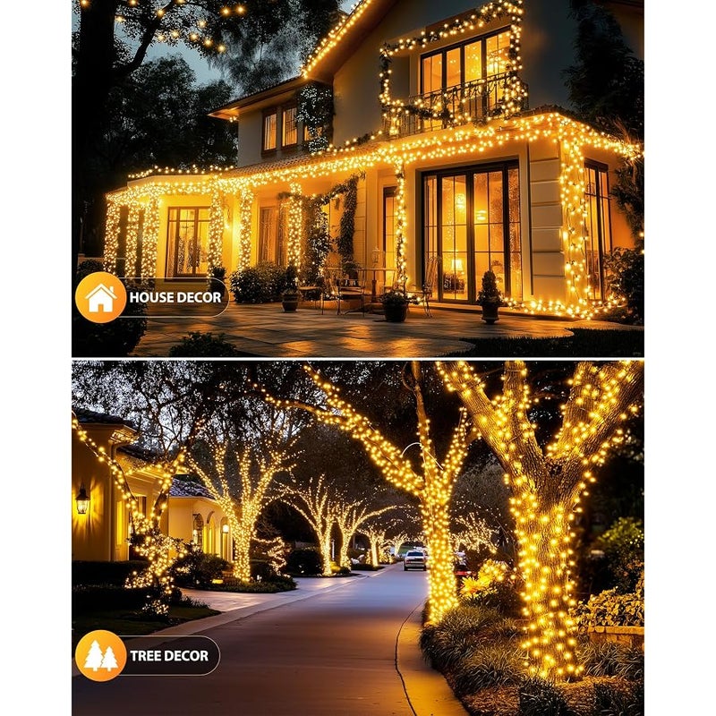 Brightown 2 Pack Solar Christmas Lights, 92Ft 240 LED Solar String Lights Outdoor Waterproof with 8 Modes, Solar Light Outdoor for Patio Yard Tree Garden Party Decorations, Warm White - Image 2