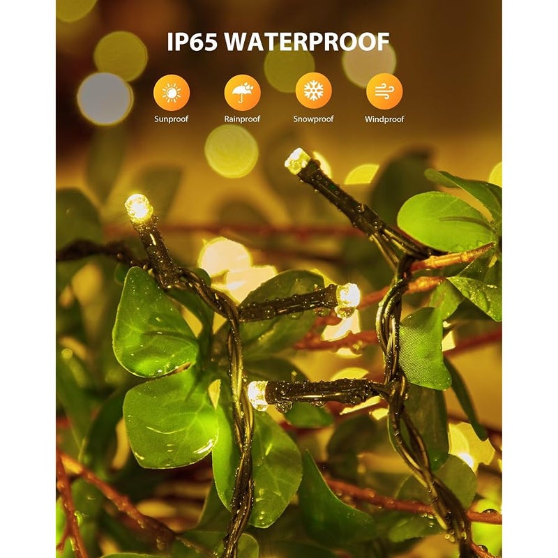 Brightown 2 Pack Solar Christmas Lights, 92Ft 240 LED Solar String Lights Outdoor Waterproof with 8 Modes, Solar Light Outdoor for Patio Yard Tree Garden Party Decorations, Warm White - Image 4