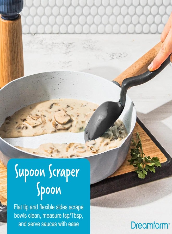 دريم فارم مجموعة أدوات المطبخ اليومية من دريم فارم (أسود) - ملقط كلونجز لايت كليك-لوك، وملاعق كشط، وملاعق مسطحة صغيرة، وملاعق مسطحة كبيرة، وملاعق مسطحة صغيرة - مصنوعة من النايلون/السيليكون المقاوم للحرارة للطبخ والخبز - Image 4