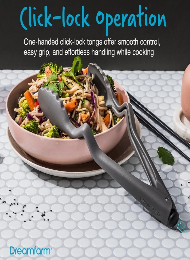 دريم فارم مجموعة أدوات المطبخ اليومية من دريم فارم (أسود) - ملقط كلونجز لايت كليك-لوك، وملاعق كشط، وملاعق مسطحة صغيرة، وملاعق مسطحة كبيرة، وملاعق مسطحة صغيرة - مصنوعة من النايلون/السيليكون المقاوم للحرارة للطبخ والخبز - Image 5