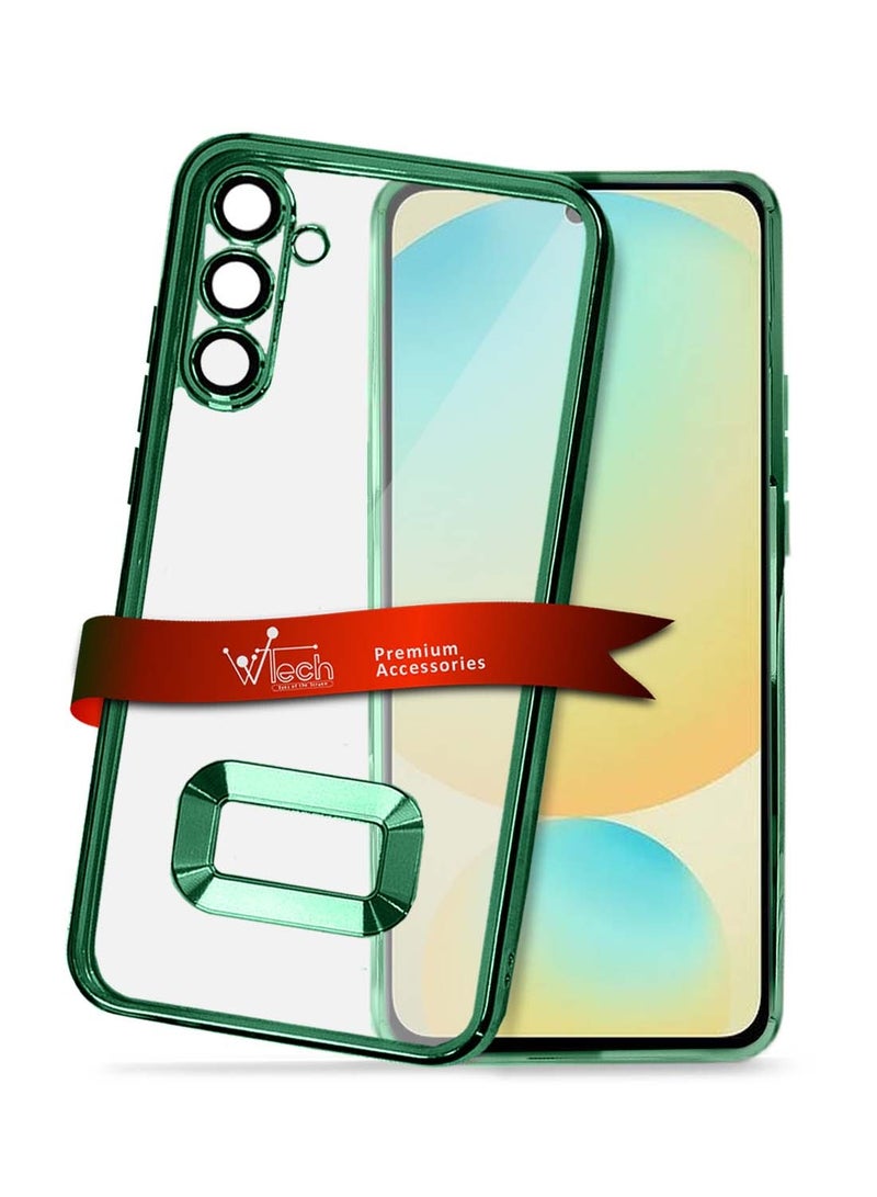 دبليو تيك سامسونج جالاكسي S24 FE 5G 2024 غطاء غطاء حماية فاخر مطلي بشفاه مرتفعة - أخضر غامق - Image 1