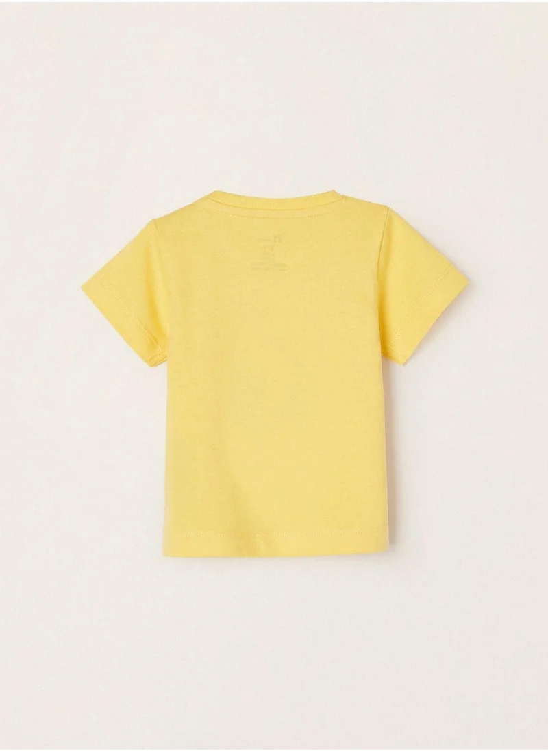 زيبي Cotton T-shirt for Newborn Baby Boys 'Apple', Yellow