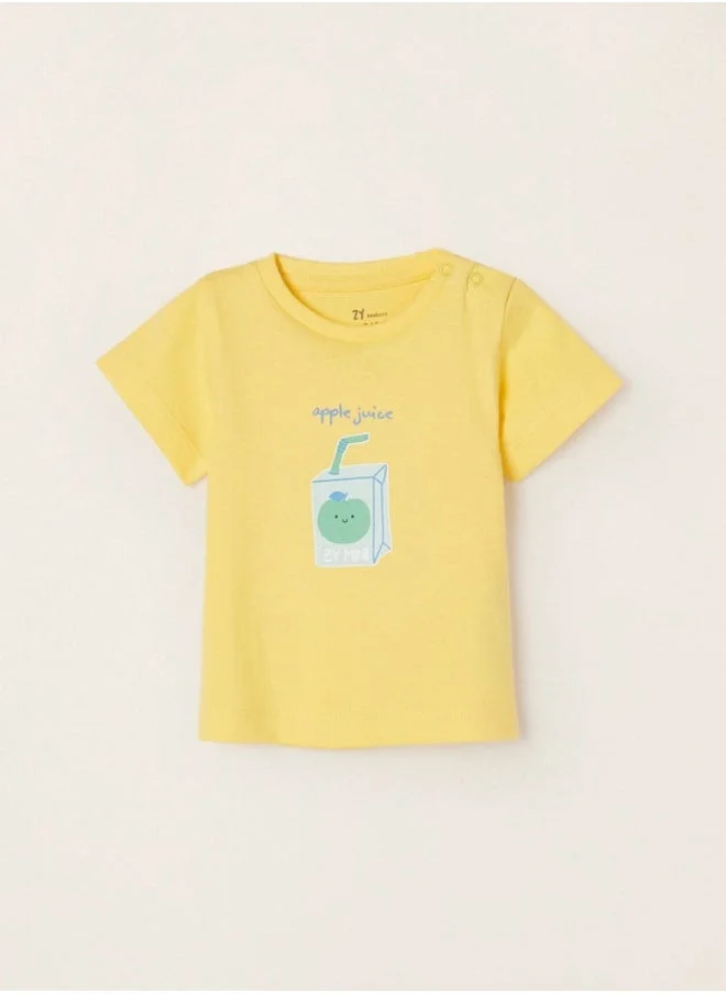 زيبي Cotton T-shirt for Newborn Baby Boys 'Apple', Yellow
