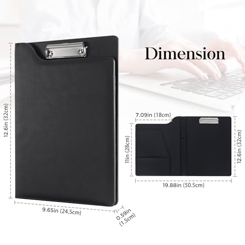 ProCase Clipboard Folder Portfolio, A4 Leather Padfolio Clipboard, Professional Business Portfolio Folder for Interview Resume Office Conference -Black - Image 3