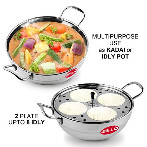 iBELL Stainless Steel Idly Pot & Pan Sets (2.5L), Silver - Image 5